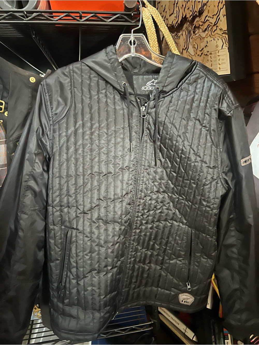 Alpinestars Men's Black Quilted Hooded Puffer Jacket